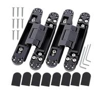 2PCS 40/80KG Door with 180 Degree Adjustable Hidden Hinge Household Hardware Accessories Concealed for Cabinet, Cupboard(2PCS 40KG-Black)