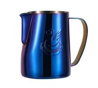 2pcs 400ml/600ml Elegant Stainless Steel Coffee Pitcher Milk Frothing Cup Cream Maker Barista Craft Espresso Latte Art Jug Tool(Blue,400ml)