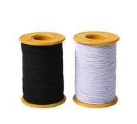 2Pcs 40m Shirring Elastic for Sewing, 0.5mm Elastic Thread Sewing, Black & White Shirring Elastic Durable Stretch Thread for Bracelet String Sewings Crafts Dress Jewelly Making DIY Projects (A1)