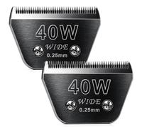 2PCS 40W Wide Blades for Pet Grooming Compatible with Andis Clippers,Stainless Steel Clipper Blades Compatible with Oster A5,Wahl km10 for Animal Dog,Cat,Horse,Black