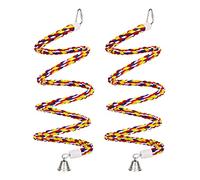 2Pcs 43'' Bird Rope Perches Birdcage Swing Toys 100% Cotton Natural Bird Perch Peck/Chewing with Bell Climbing Standing Bungee Parrot Toys for Small to Regular Size Parrot Cockatiel Birds