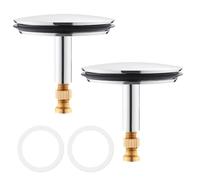 2Pcs 43mm Bath Plug Replacement Kit 43mm Adjustable Universal Brass Bath Plug with 2 Rubber Seal Rings for Bathroom and Kitchen