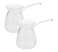 2pcs 450ml Turkish Coffee Pot, Borosilicate Glass Side Handle | Thickened Design, Drip-Free Pouring, for Tea Leaves Infusion, Milk Warming, Stovetop Cooking