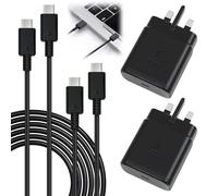 2PCS 45w Super Fast Charger USB C with 1m Compatible with Samsvng Galaxy S25 S24 S23 S22 S21 Ultra Fe Note 20 10, USB C Super Fast Uk Charger Plug and Cable for A55 A35 Tab S10 S9 S8 Tablets