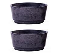 2Pcs 46Cm Planter Marble Effect Charcoal Garden Planter