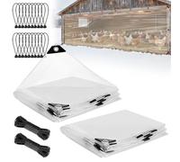 2pcs 4x13ft Chicken Coop Covers Accessories for Winter - Easy to Install Waterproof Chicken Run Tarp with Elastic Cords & Ropes