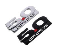 2Pcs 5.0 Coyote V8 Logo Car Emblem Metal Letter Style Car Side Fender Sticker Badge 5.31x1.97inch Auto Badge Decal Decorations for Ford Mustang Car Accessories