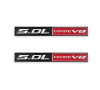 2Pcs 5.0L COYOTE V8 Emblem Sticker Car Motorcycle Sticker Car 3D Decal Badge Fit for Car Truck SUV (Silver Red)