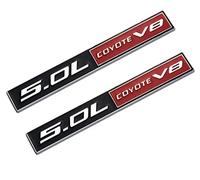2pcs 5.0L Coyote V8 Emblems, 3D Metal Trim Fender Hook Trunk Badge Decals Stickers Replacement for Ford Mustang & F150 (Black/red)