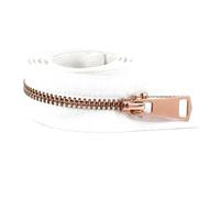 2Pcs 5# 15cm 60cm 70cm 80cm Metal Zippers Auto Lock for Down Coat Garments Shoes Pocket Sewing Accessories,White Rose Gold,Close-End-20cm