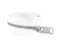 2Pcs 5# 15cm 60cm 70cm 80cm Metal Zippers Auto Lock for Down Coat Garments Shoes Pocket Sewing Accessories,White Silver,Close-End-20cm