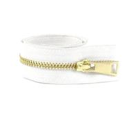 2Pcs 5# 15cm 60cm 70cm 80cm Metal Zippers Auto Lock for Down Coat Garments Shoes Pocket Sewing Accessories,White Gold,Close-End-20cm