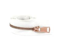 2Pcs 5# 15cm to 80cm Metal Zippers Closed-End and Open-End for Sewing Garment Separable Bag Closure Repair Kits,White Rose Gold,2Pcs,Open End-40cm