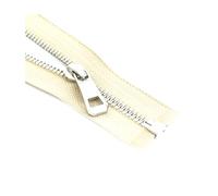 2Pcs, 5#, 35-85 cm Colored Metal Open Zipper with Automatic Locking Function, Suitable for Garment Pocket Repair Kits,Khaki Silver,55cm