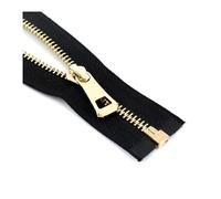 2Pcs, 5#, 35-85 cm Colored Metal Open Zipper with Automatic Locking Function, Suitable for Garment Pocket Repair Kits,Black Gold,35cm