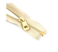 2Pcs 5# 35cm to 85cm Metal Zipper Open-End for Sewing Bag Jacket Garment Repair DIY Accessories,Khaki Gold,75cm