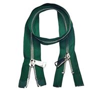 2PCS #5 50cm Two Way Separating Zippers(Open-end Zipper) for Jackets Sewing Coats Crafts,Silver Metal Teeth（Green Belt-50cm 2pcs）