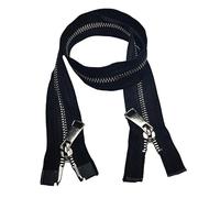 2PCS #5 60cm Two Way Separating Zippers(Open-end Zipper) for Jackets Sewing Coats Crafts,Silver Metal Teeth（Black Belt-60cm 2pcs）
