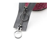 2PCS #5 65cm Two Way Separating Zippers(Open-end Zipper) for Jackets Sewing Coats Crafts,Silver Metal Teeth（Grey Belt-65cm 2pcs）