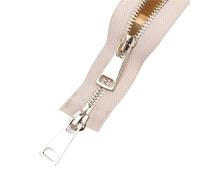 2pcs 5# 70cm Metal Zipper Open Ended Double Slider Two-Way Zip Replaceable Jacket Coat Repair DIY Sewing(Beige)