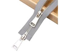 2pcs 5# 70cm Metal Zipper Open Ended Double Slider Two-Way Zip Replaceable Jacket Coat Repair DIY Sewing for Sewing Coat(Light Grey)