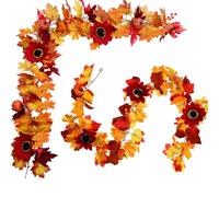 2PCS 5.7Ft/175cm Artificial Fall Maple Leaf Garland,Hanging Vine Garland Artificial Autumn Foliage Garland Thanksgiving Halloween Decor for House Garden Wall Doorway Fireplace Autumn Decoration (C)