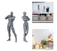 2PCS 5.91 Inch Male Female Drawing Figures Model, Poseable Action Figure Mannequin for Artists, Body Painting Model, Wooden Art Reference Doll