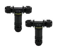 2Pcs 5-Core Screw Terminal IP68 Waterproof Cable Connector, T-Type Three-Way Outdoor Junction Box Connector Wire Gauge Range(5-8mm), Electrical Quick-Release Cable Connectors