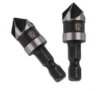 2PCS 5 Flute Countersink Cutter Bits for Wood and Soft Metals with 1/4 Quick Change Shank 12 16 19mm (19mm)
