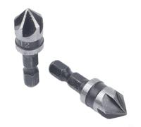 2PCS 5 Flute Countersink Drill Bit Set 12/16/19mm 82 Degree Chamfer Reamer for Wood Soft Metal Carbon Steel Hex Shank Woodworking Drilling Tools(12mm)