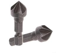 2Pcs 5 Flute Countersink Drill Bits, 90 Degree Chamfering Hole Opener With 1/4" Hex Shank, For Wood Soft Metal Drilling