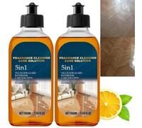 2PCS 5 in 1 Wooden Floor Cleaner,Fragrance Cleaning Care Solution 5 In 1,Stubborn Stains Cleaner,Wood Floor Polish,Multi Surface & All Purpose Cleaner,Leaves Brilliant Protective Shine,Ideal for Both
