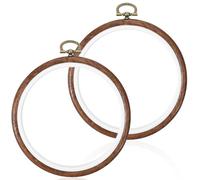 2PCS 5 Inch Embroidery Hoops Frames, Round Imitated Wood Cross Stitch Hoop Rings, Hanging Embroidery Frame Hoop, Circle Display Frame Kits for Embroiderys Handy DIY Ornaments Decoration