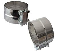 2PCS 5" Inch Exhaust Clamps Stainless Steel for 5" Inner Diameter to 5.5" Outer Diameter Muffler Band Clamp Turbo Downpipe Tip Exhaust Pipes Connection