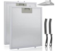 2Pcs 5-Layer Aluminium Cooker Hood Filter, 320 x 260 x 9 mm Extractor Fan Filters Mesh with 2 Crevice Cleaning Brush, Universal Replacement Cooker Hood Grease Filters Compatible with Most Range Hoods