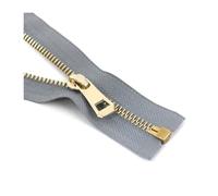 2Pcs 5# Metal Zipper Open End, Gold Silver Teeth for Clothing Bags Sewing Repair,Gray-Gold,35cm
