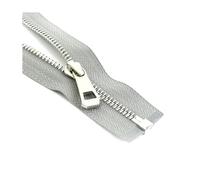 2Pcs 5# Metal Zipper Open End, Gold Silver Teeth for Clothing Bags Sewing Repair,Gray-Silver,35cm