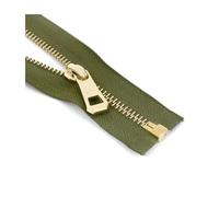 2Pcs 5# Metal Zipper Open End, Gold Silver Teeth for Clothing Bags Sewing Repair,Green-Gold,65cm