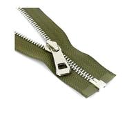 2Pcs 5# Metal Zipper Open End, Gold Silver Teeth for Clothing Bags Sewing Repair,Green-Silver,65cm