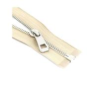 2Pcs 5# Metal Zipper Open End, Gold Silver Teeth for Clothing Bags Sewing Repair,Khaki-Silver,55cm