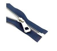 2Pcs 5# Metal Zipper Open End, Gold Silver Teeth for Clothing Bags Sewing Repair,Navyblue-Silver,35cm