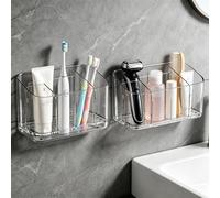 2Pcs 5-Slot Electric Toothbrush Holder Wall & Counter, No-Drill | Self-adhesive waterproof, Drainage holes, Keeps dry, Easy to clean, For bathroom sink storage