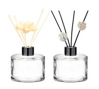 2PCS 50 ml/1.7oz Empty Glass Essential Oils Diffuser Bottles with Black Caps Clear Fragrance Reed Diffuser Accessories DIY Replacement Fragrance Container(excluding diffused cane)