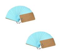 2pcs 50 Sheets Blue Revision Flash Cards with Metal Binder Ring,Index Cards with Kraft Paper flashcards Paper for Office School Work Note List-40 * 70MM