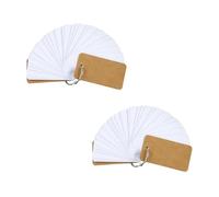 2pcs 50 Sheets Sticky Notes, Revision Flash Cards with Metal Binder Ring,Index Cards with Kraft Paper Memo Scratch Pads 40 * 70mm White