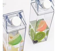 2pcs 500Ml Clear Milk Carton Water Bottle, Transparent Square Leak-proof Milk Dispenser with 2 Spouts, Portable Reusable Water Juice Tea Container Bottle for Travel Sports Camping Indoor Outdoor Use