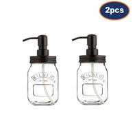 2Pcs 500Ml Kilner Glass Lotion Bathroom Shower Pump Liquid Bath Soap Dispenser