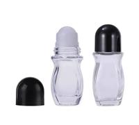 2PCS 50ml/1.69oz Empty Clear Deodorant Glass Roller Bottles Refillable Massage Roll-On Bottles Containers with Plastic Roller Ball and Black Cap for DIY Deodorant Massage Oil Aromatherapy