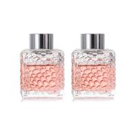 2PCS 50ml/1.7oz Empty Clear Square Glass Diffuser Bottle Diffuser Jars with Cap Small Square-Shaped Essential Oil Container Fragrance Accessories Use for DIY Replacement Reed Diffuser(Water Cube)