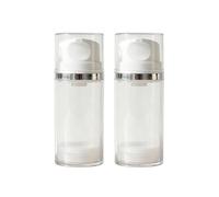 2Pcs 50ml/1.7oz Empty Refillable Clear Plastic Airless Lotion Pump Bottles with White Press Top Cosmetic Vacuum Pump Dispensers Vial Storage Container for Cream Toner Makeup